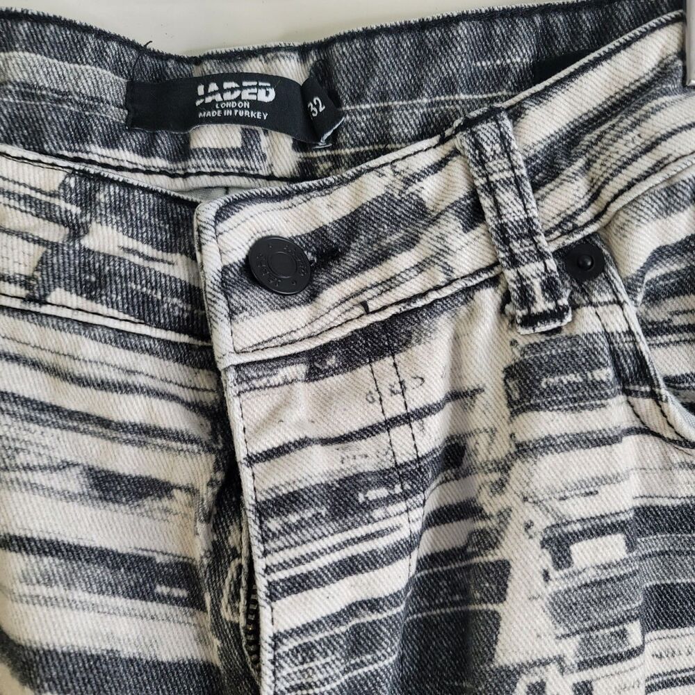 Jaded London Graphic Print Jeans W32 Black White Straight Leg Y2K Streetwear - Picture 4 of 8